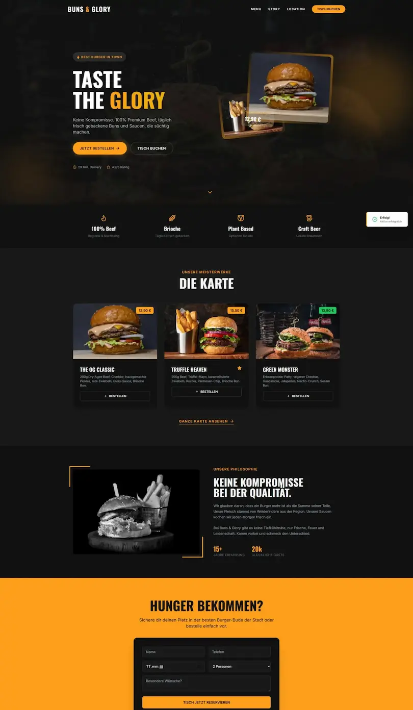Webdesign Referenz Restaurant & Burger Lokal Hannover