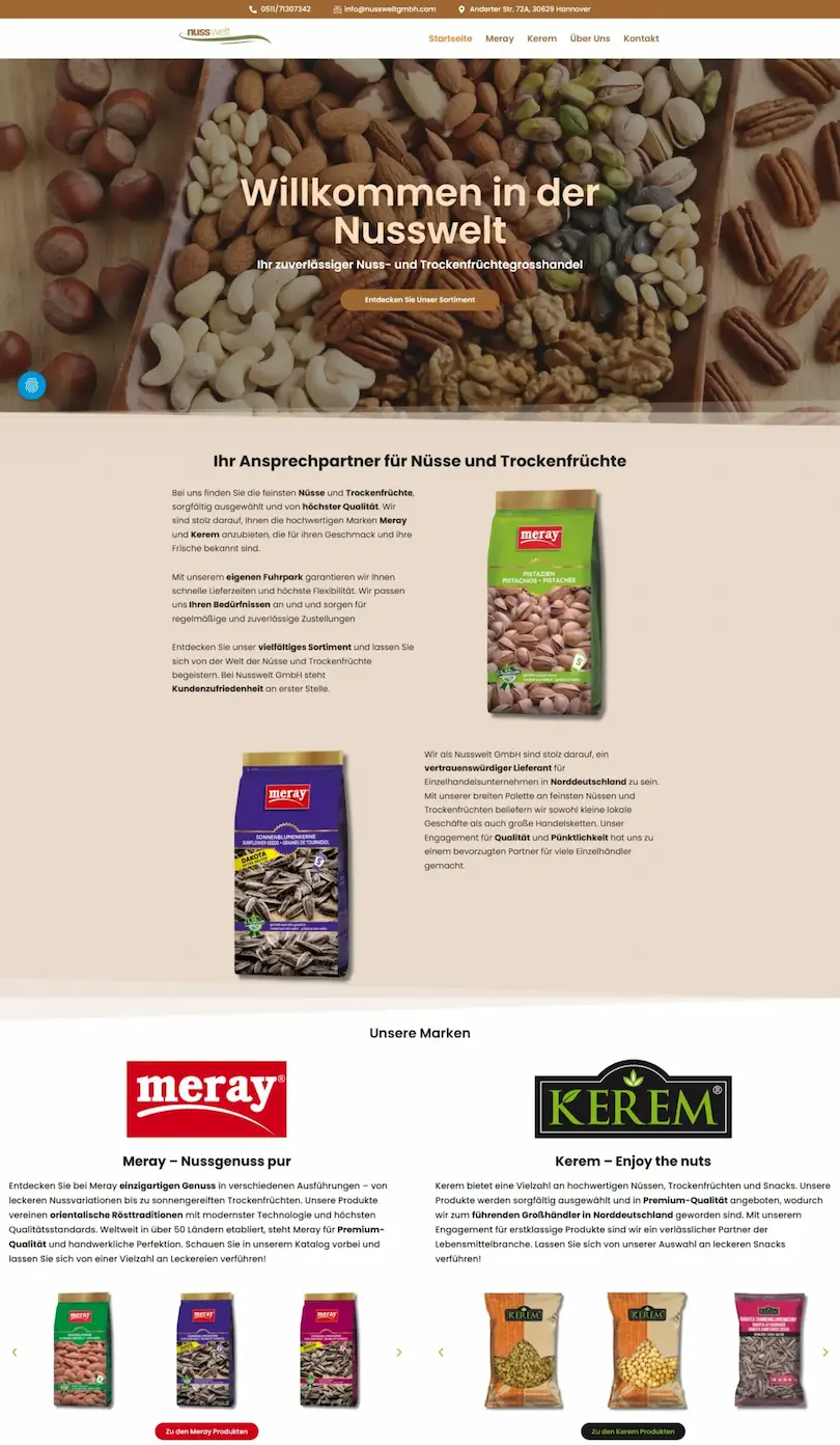 Webdesign Referenz Online Shop Nusswelt