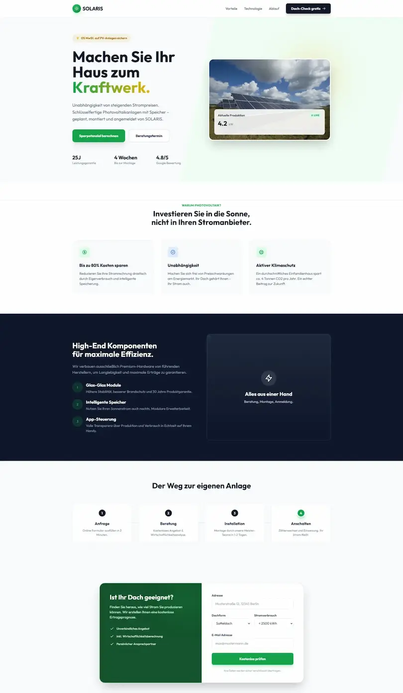 Website Referenz Solarenergie Unternehmen
